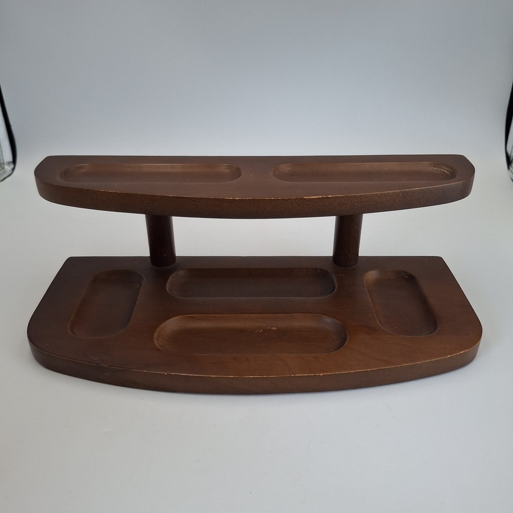 Vintage MCM Wooden 2-Tier Valet Tray Desk Organizer Watch Coins Jewelry Caddy‎